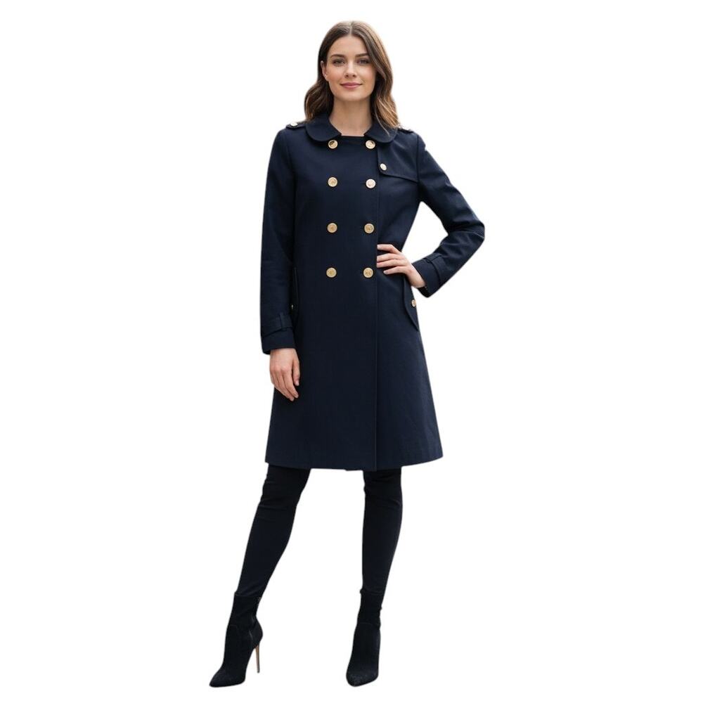 Coach 1941 Trench Coat Collared XS Navy Timeless Style